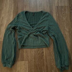 Zaful Green Ribbed Crop Top